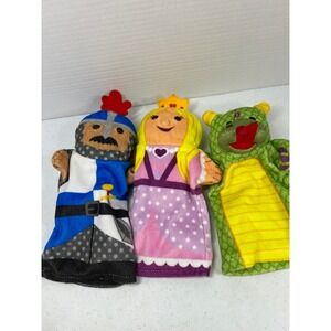 Melissa & Doug Hand Puppets Set Knight Princess Dragon 3 Piece Plush Toys 3337
